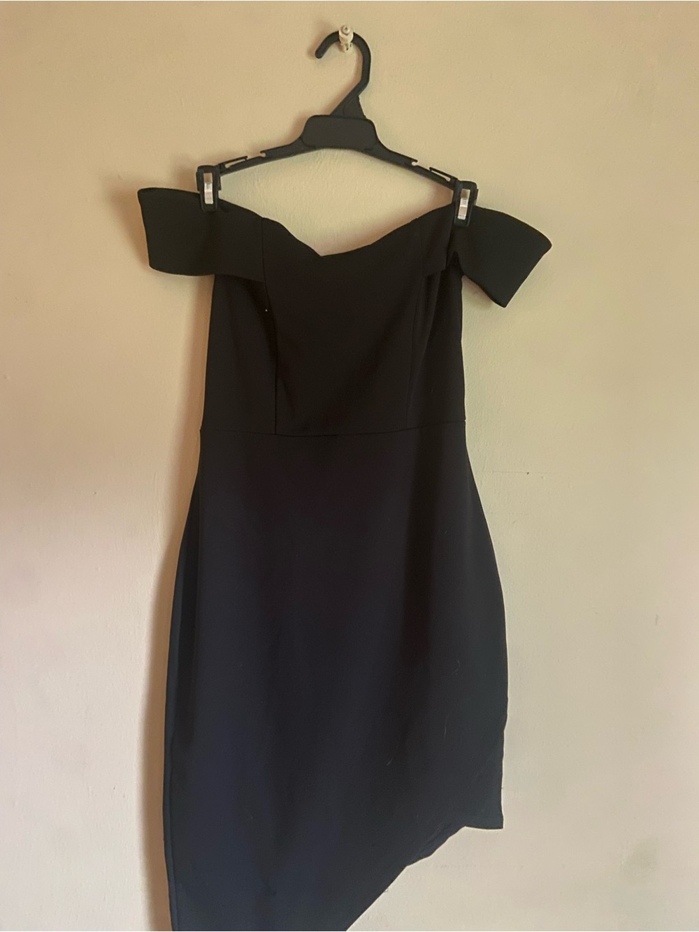 Charlotte Russe Black Off Shoulder Asymmetric Cocktail Dress